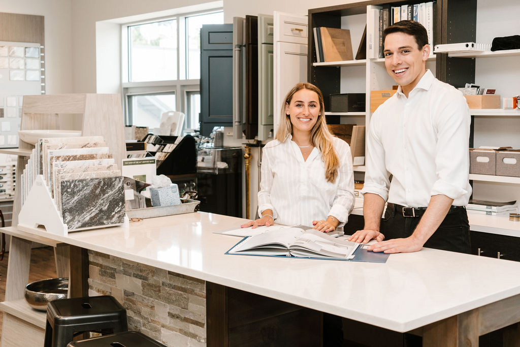 A modern kitchen faucet with a sleek design and a luxurious gold finish, enhancing the kitchen's aesthetic appeal.